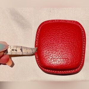 NWOT Vintage Coach Red leather mini retractable tape measure